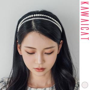 カチューシャ レディース パール 2本セット ヘアバンド ヘアアクセサリー 上品 きれいめ 韓国 メール便可 to24083｜kawaicat