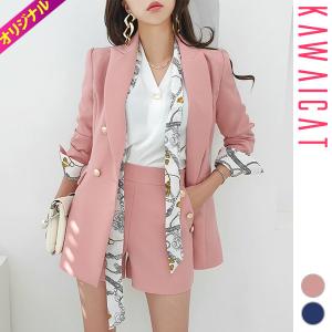 セットアップ レディース スーツ ロング ジャケット 長袖 ショートパンツ スカーフセット 上品 オフィス きれいめ お仕事 春 秋 30代 40代 50代 韓国 To Kawaicat 通販 Yahoo ショッピング