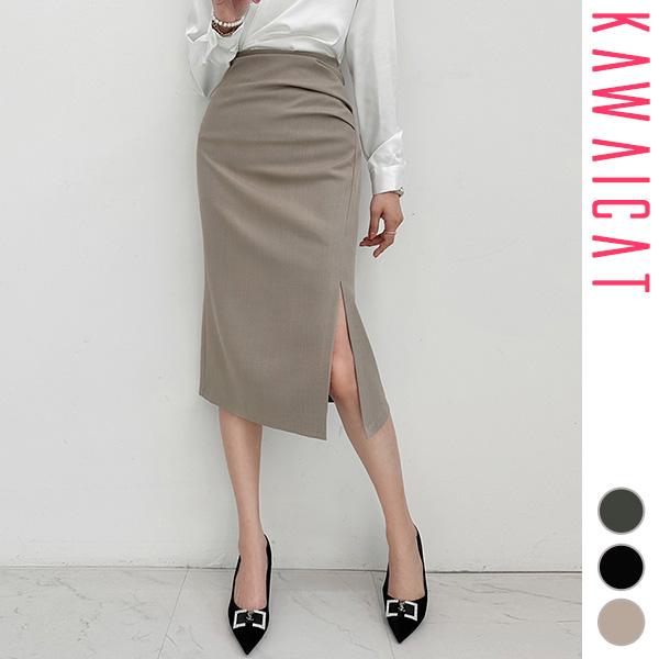 スカート レディース ボトムス ハイウエスト ロング丈 膝下 ミモレ丈 タイト 美脚 タイトスカート...