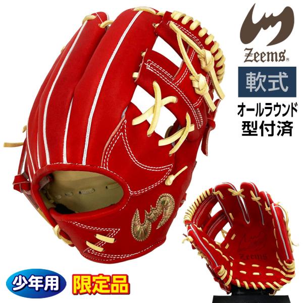 ジームス 軟式 ジュニア グローブ 少年用 オールラウンド 三方親 湯もみ型付け済 野球 限定品 大...