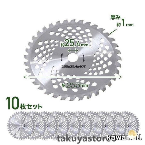 チップソー 替刃 刈払機 刃 40枚刃 60枚刃 80枚刃 255mm 刈払い機 部品 草刈機 替え...