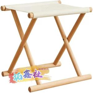 トップメーカー鈴木木工所の角太足胡床 白木白布（木製折りたたみ椅子