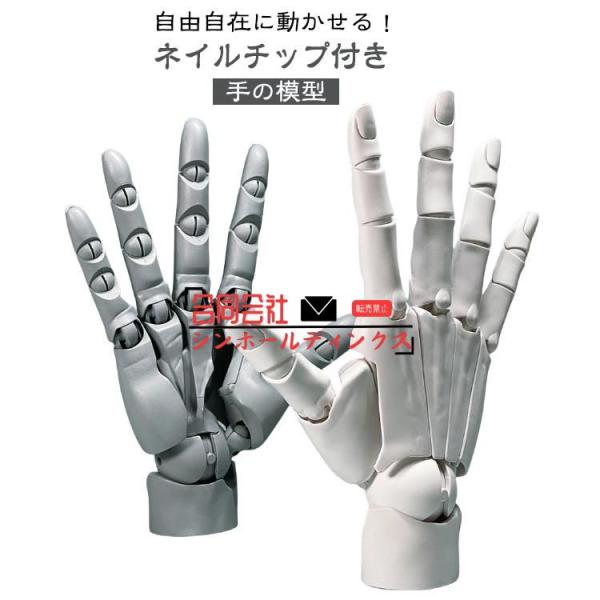 曲げられるスタンド付き ハンドモデル ネイルチップ付き 1/1 左手 右手 R L 可動式 バイオニ...