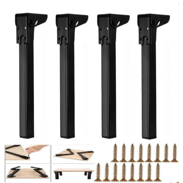 折りたたみラップトップテーブル脚 折りたたみ金具 テーブル脚金具 ネジが付き 20cm ブラック