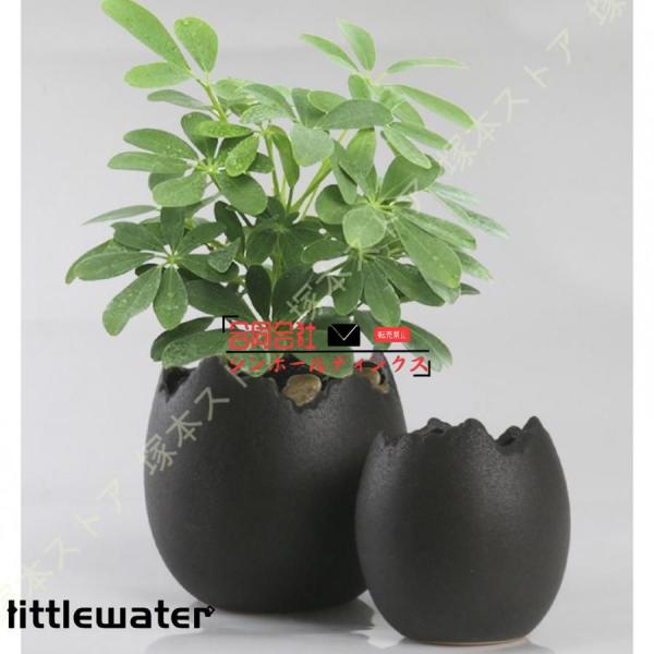 陶器鉢 鉢植え セラミック製 欠けた卵の殻の形 小型 園芸用品 ガーデン プレゼント 田園 複数色か...