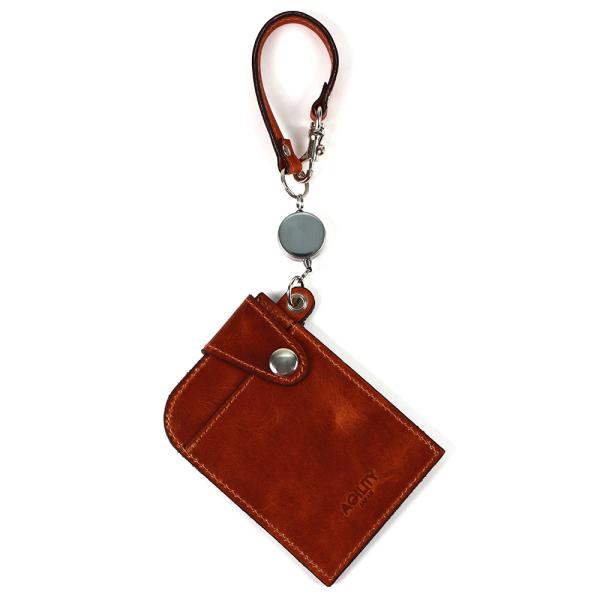 リール付きパスケース 本革 定期入れ メンズ IC定期券対応 伸びる 両面 牛革 レザー 日本製 A...