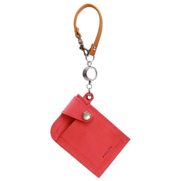 【ネコポス】リール付きパスケース 定期入れ レディース おしゃれ ICカードケース 2枚 日本製 牛...