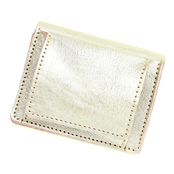 ミニ財布 三つ折財布 極小財布 レザー 革 本革 ミニ 小さい 金 銀 ゴールド シルバー AGIL...