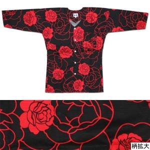 お祭用品/肉襦袢 鯉口シャツ 薔薇 黒/赤K-9　3号 (子供用)