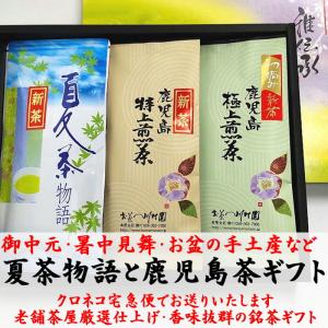 御中元 暑中見舞 2021年産新茶ギフト 夏期限定茶と鹿児島知覧茶の詰合せ 深蒸し煎茶 水出しOK 帰省土産 御供 志 内祝ほか各種贈答品対応可