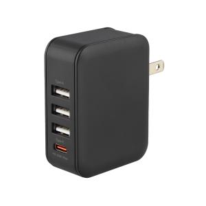 USB充電器 USB-ACアダプター 4ポート PD20W独立32Wモデル グリーンハウス GH-ACUC4CC-BK/0274/送料無料メール便 ポイント消化｜kawanetjigyoubu