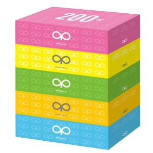 ティッシュペーパー ボックスティッシュ エイトワン カラーライトBOX 200組 5箱ｘ１２パック(１ケース）/代金引換便不可｜kawanetjigyoubu