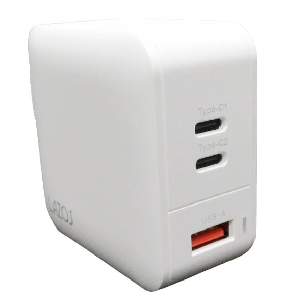 AC充電器 3ポート PD66w AC-USB充電  Type-C/A ホワイト Lazos L-A...