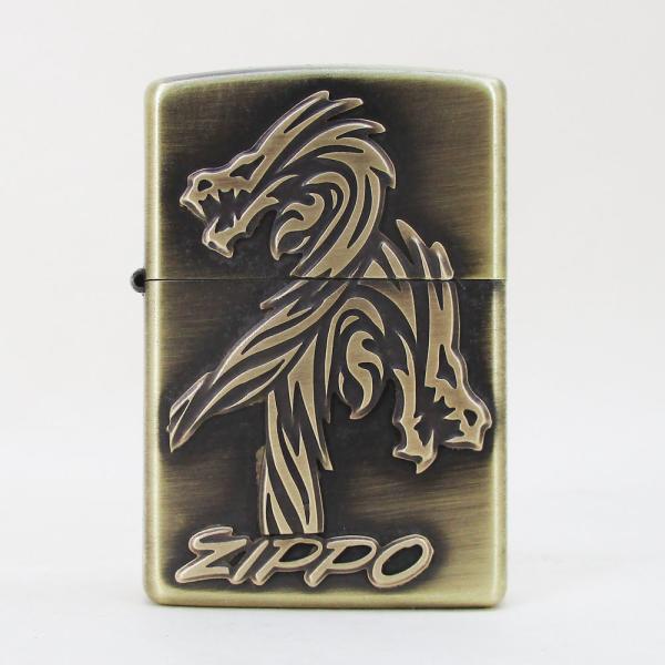 ジッポー オイルライター 復刻プレート 真鍮古美 Dragon ドラゴン 2BSM-DR2&amp;ギフトボ...