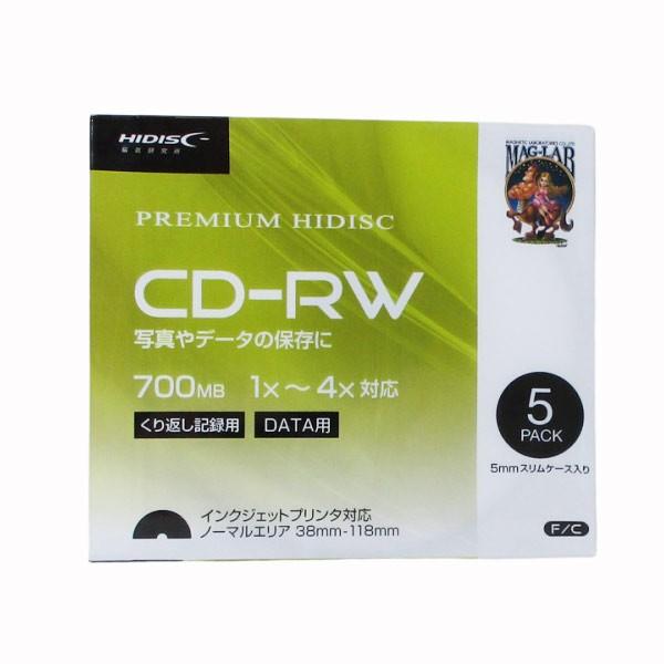 CD-RW 繰り返しデータ用 1-4倍速 5mmスリムケース入り5枚パック HIDISC HDCRW...