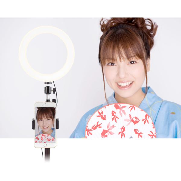 自撮りライト セルフィーライト LEDリングライト 80LED スタンド付属 GH-CSL80B-B...