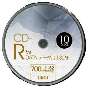 CD-R 10枚組スピンドルケース入　700MB for DATA 1-52倍速対応 1回記録用ホワイトワイド印刷対応 　4571414152570 L-CD10P　Lazosｘ１個｜kawanetjigyoubu