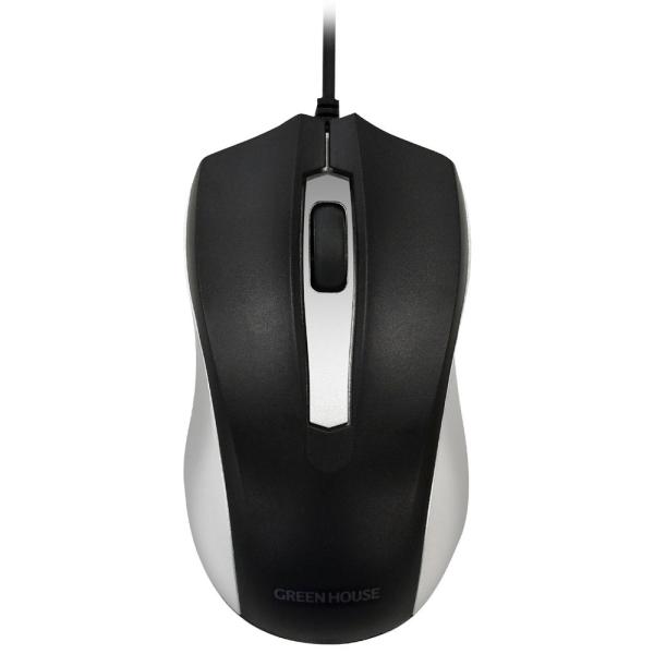 マウス 有線 静音 光学式 グリーンハウス GH-MUDQOA-SV シルバー/7601
