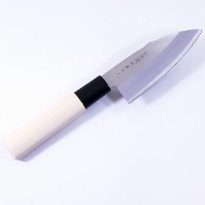 関鍔蔵作 包丁 小出刃（アジ切） 白木和包丁 刃渡り約105mm 片刃｜kawanetjigyoubu