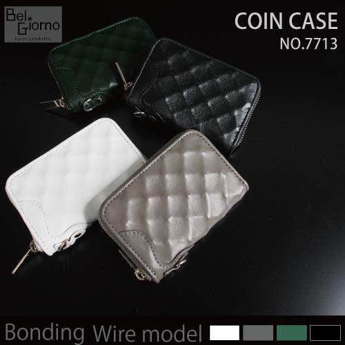 小銭入れ コインケース　メンズ　牛革 本革 斜め格子柄 ボンディング加工 BelGiorno(ベルジ...