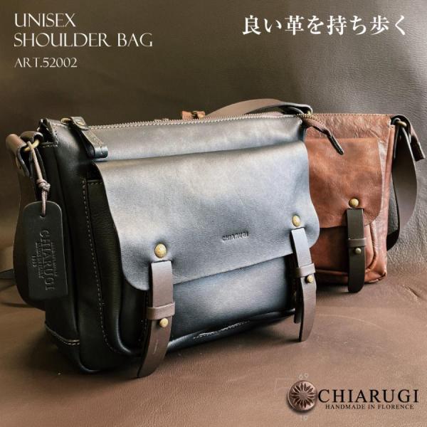 イタリア製 本革 牛革 ベジタブルタンニン ショルダーバッグ ユニセックス CHIARUGI キアル...