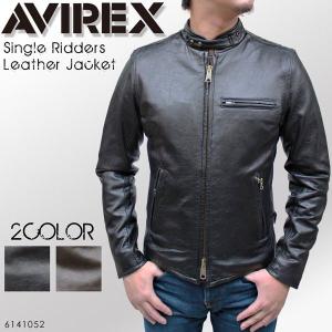 AVIREX メンズ シングルライダース レザージャケット 本革