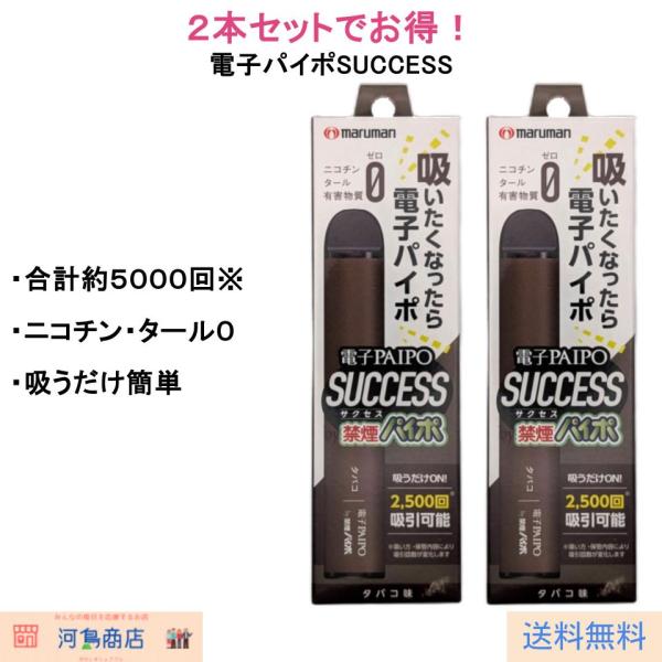 【2個セット】電子パイポ SUCCESS タバコ味 マルマン 禁煙パイポ 使い捨て 電子タバコ 50...