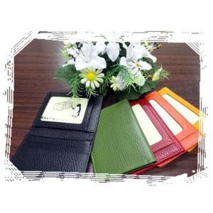 5861　免許証ケース　レザーパスケース　定期入れ　2面　牛革　IDケース　社員証ケース　カードケー...