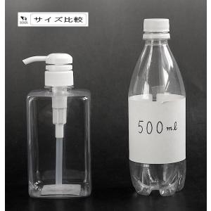 PETポンプボトル 角型 クリア 容量600m...の詳細画像1