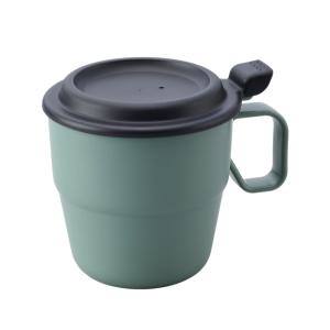 マグカップ フタ付 スモーキーミント 容量360ｍｌ フラップマグ (100円ショップ 100円均一 100均一 100均)