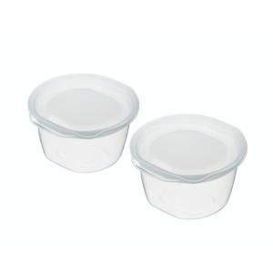 保存容器 楽ちんパック ごはん一膳用 容量270ｍｌ クリアーホワイト 2個入 (100円ショップ 100円均一 100均一 100均)