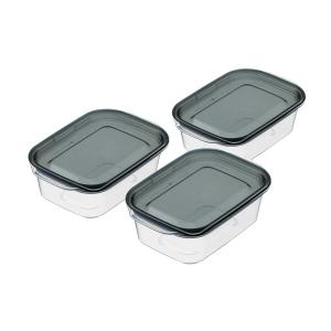 保存容器 楽ちんパック 角型 容量180ｍｌ クリアーブラック 3個入 (100円ショップ 100円均一 100均一 100均)