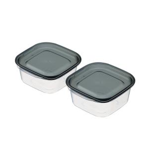 保存容器 楽ちんパック スクエア 容量270ｍｌ クリアーブラック 2個入 (100円ショップ 100円均一 100均一 100均)
