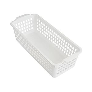 ストックバスケット ロング ホワイト 31.2×13.3×高さ9.3cm (100円ショップ 100円均一 100均一 100均)