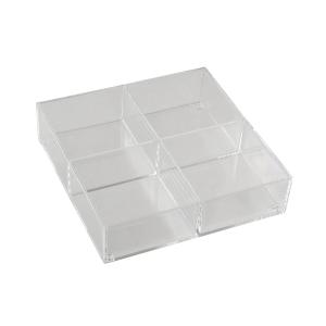 収納トレイ ハーフトレー 仕切り付 4マス クリア 12×12×高さ3．2cm