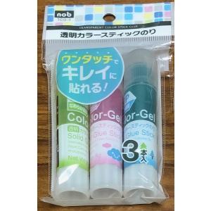 スティックのり 透明カラー 3本入 (100円ショップ 100円均一