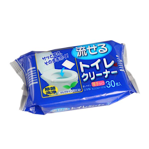 流せるトイレクリーナー 除菌 厚手タイプ ミントの香り 30枚入 (100円ショップ 100円均一 ...