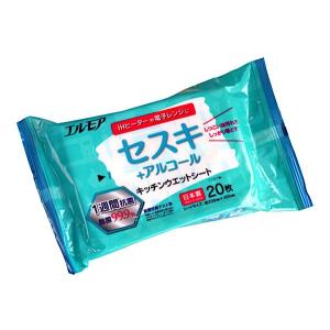 セスキ+アルコールキッチンウェットシート エルモア 20×29.5cm 20枚入 (100円ショップ 100円均一 100均一 100均)