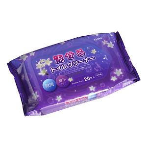 流せるトイレクリーナー 除菌 厚手タイプ スウィートジャスミンの香り 20枚入 (100円ショップ 100円均一 100均一 100均)