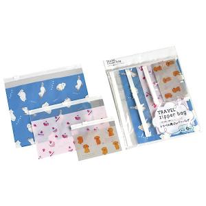 トラベル用ジッパーバッグ スィートデザイン 6枚入 (100円ショップ 100円均一 100均一 100均)