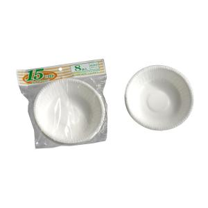 紙深皿 ホワイト 15cm 8枚入 (100円ショップ 100円均一 100均一 100均)