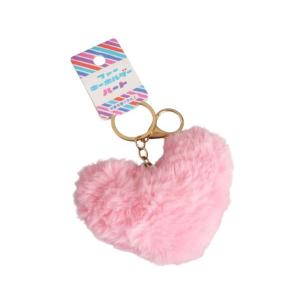 ファーキーホルダーハート ［色指定不可］ (100円ショップ 100円均一 100均一 100均)