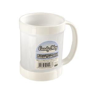 マグカップ キャンディマグ ポリプロピレン製 ホワイト 容量300ｍｌ (100円ショップ 100円均一 100均一 100均)