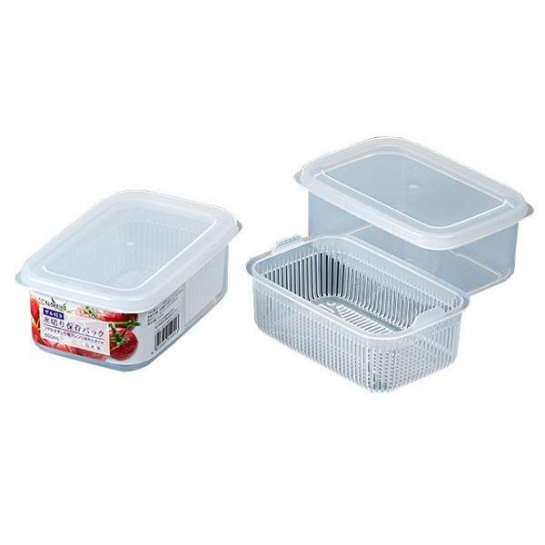 保存容器 水切り保存パック ザル付 クリア 容量600ml (100円ショップ 100円均一 100...