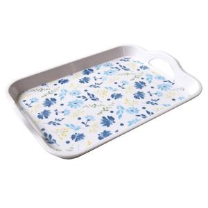持ち手付きメラミントレー 水彩花柄 32.5×23.5×4cm