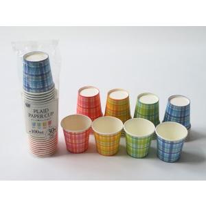 紙コップ チェック柄 容量100ml 30個入...の詳細画像1
