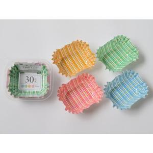 チェック柄おかずカップ 角型小 30枚入 (1...の詳細画像1