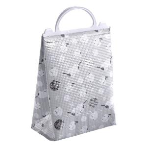保冷・保温アルミバッグ シマエナガ グレー Sサイズ(28.5×20.5×マチ13.5cm) (100円ショップ 100円均一 100均一 100均)