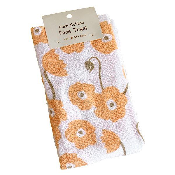 フェイスタオル ハナ柄 34×80cm ［色指定不可］ (100円ショップ 100円均一 100均一...