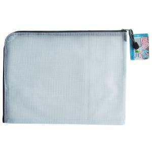 大きく開くL型ファスナー！糸入補強メッシュケース A4 32.5×23cm ［色指定不可］ (100円ショップ 100円均一 100均一 100均)